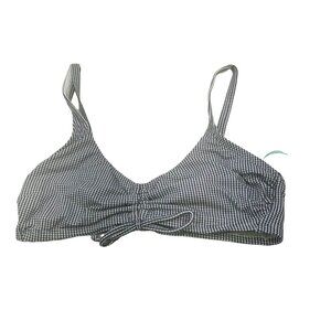 Kona Sol Women's Size Small 4-6 Gingham Cinch Front Bikini Swim Top MISSING PADS